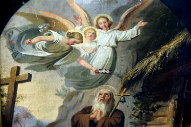 Eremit zwischen Engeln und Teufeln, Satan, um 1750