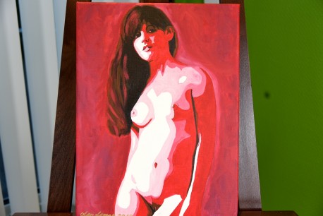 Karolina im Rot, Akt, Leo Leman, 2018