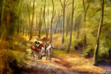 Waldweg mit Reiter, Worpswede, 1890