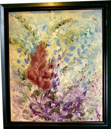 Eichhörnchen im blauen, unsigniert, 1960