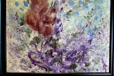 Eichhörnchen im blauen, unsigniert, 1960