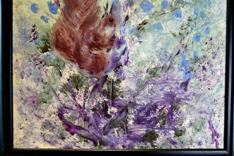 Eichhörnchen im blauen, unsigniert, 1960