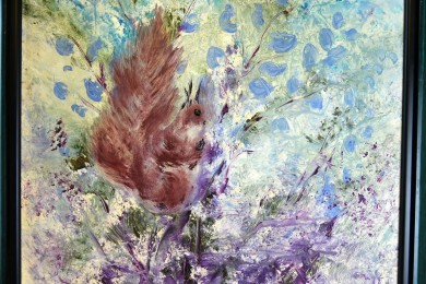 Eichhörnchen im blauen, unsigniert, 1960