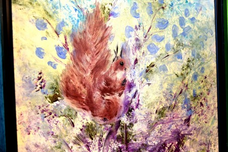 Eichhörnchen im blauen, unsigniert, 1960