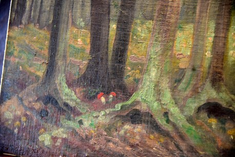 Rotkappen im dunklen Buchenwald, Hugo Gulden-Pullach, 1893