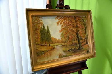 Bachlauf durch den Herbstwald, unbekannter Impressionist, 1902