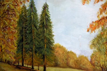 Bachlauf durch den Herbstwald, unbekannter Impressionist, 1902