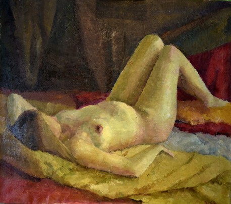 Akt im Hinterzimmer, signiert, 1950