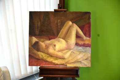 Akt im Hinterzimmer, signiert, 1950