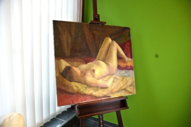 Akt im Hinterzimmer, signiert, 1950