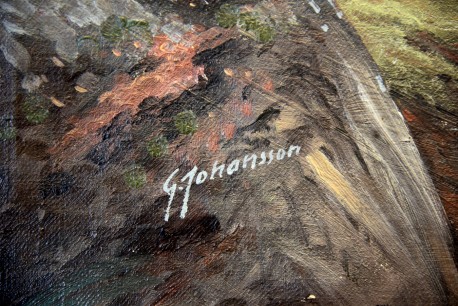 Waldlandschaft mit Auerhahn und Henne, G. Johansson, 1902