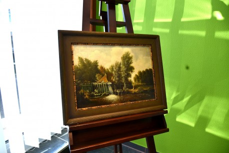 Stilles Treiben an der Mühle am Fluss, F. Fechner, 1860