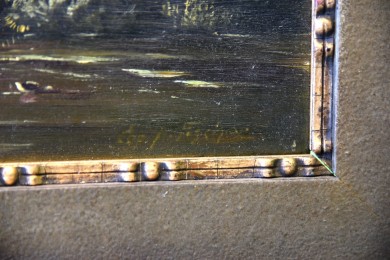 Stilles Treiben an der Mühle am Fluss, F. Fechner, 1860