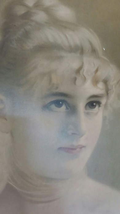 Portrait einer jungen Dame, Ölfarbendruck, Königliches Hof-Kunst-Institut Otto Troitzsch, 1898