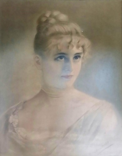 Portrait einer jungen Dame, Ölfarbendruck, Königliches Hof-Kunst-Institut Otto Troitzsch, 1898