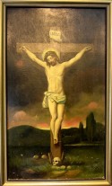 Jesus Christus am Kreuz über Totenkopf, Fleischmann, 1913