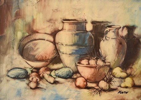Pilze & Gemüse, Stillleben, Fauth, 1991
