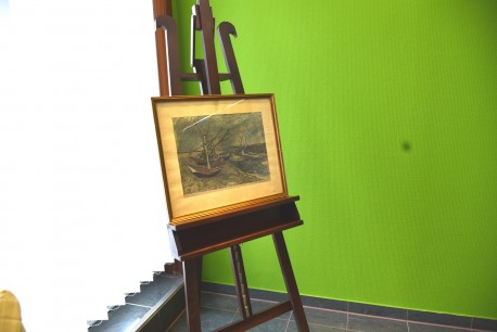 Boote am Strand bei Regenwetter, Seidenmalerei, Romi Graph, 1921