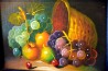 frische Früchte mit Korb, Stillleben, unsigniert, 1988
