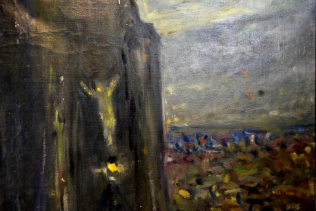 Leuchtender Retter an der Felswand, Jugendstil, Alois De Laet, 1900