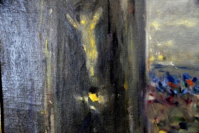 Leuchtender Retter an der Felswand, Jugendstil, Alois De Laet, 1900