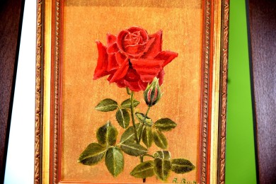 Rose auf Gold, Stillleben, A. Bach, 1905