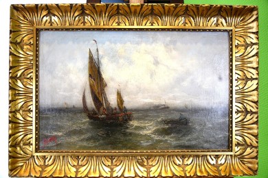 Fischer, Segler und Kutter auf hoher See bei schlechtem Wetter, Schittch, 1830