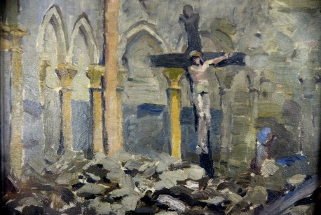 Zerstörte Kirche, Erich Feyerabend, 1915