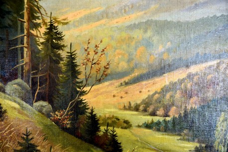 Röhrender Hirsch auf Lichtung ins Tal, Pietschmann, 1921