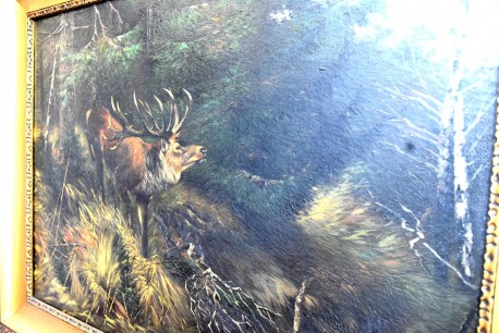 Hirsch in der Brunst, unsigniert, 1902