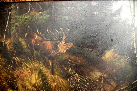 Hirsch in der Brunst, unsigniert, 1902