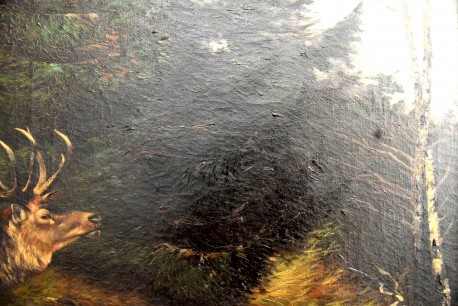 Hirsch in der Brunst, unsigniert, 1902