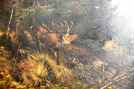 Hirsch in der Brunst, unsigniert, 1902