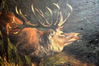 Hirsch in der Brunst, unsigniert, 1902