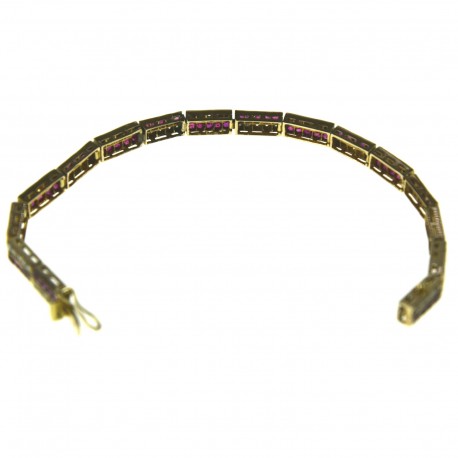 Brilliant Armband mit Diamanten & Rubinen, 18 K Gold
