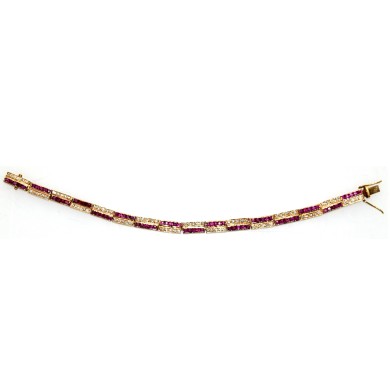 Brilliant Armband mit Diamanten & Rubinen, 18 K Gold