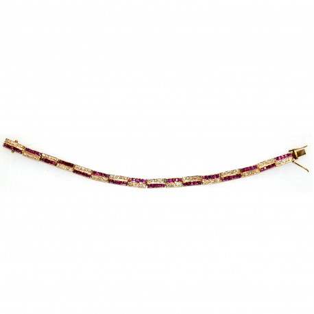 Brilliant Armband mit Diamanten & Rubinen, 18 K Gold