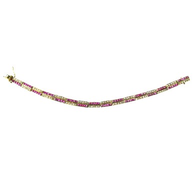 Brilliant Armband mit Diamanten & Rubinen, 18 K Gold