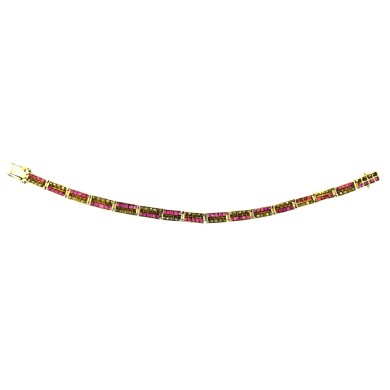 Brilliant Armband mit Diamanten & Rubinen, 18 K Gold