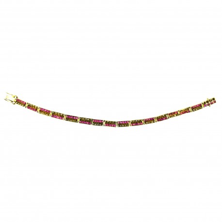 Brilliant Armband mit Diamanten & Rubinen, 18 K Gold