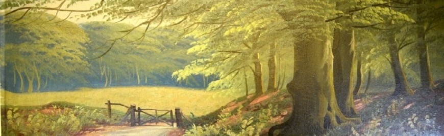 Gemälde mit Wald und Heidelandschaft Motiven