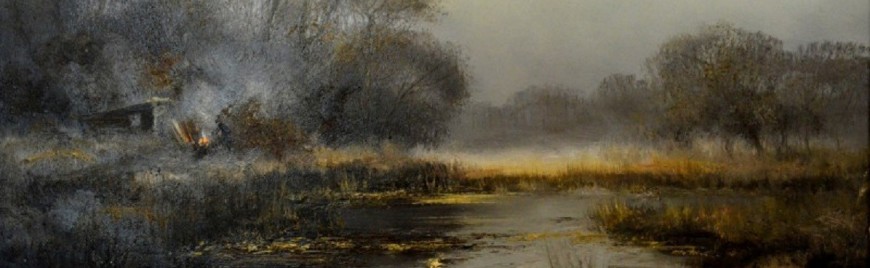 Gemälde mit See, Fluss und Moorlandschaft Motiven